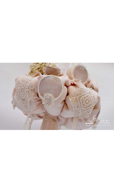 Lumanare de botez cu dantela bumbac crem si flori uscate Chic Flower 8